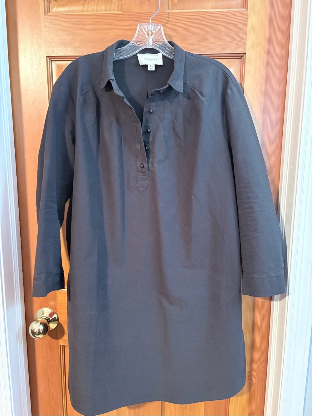 Pomander - Black Button-Front Casual Shirt Dress